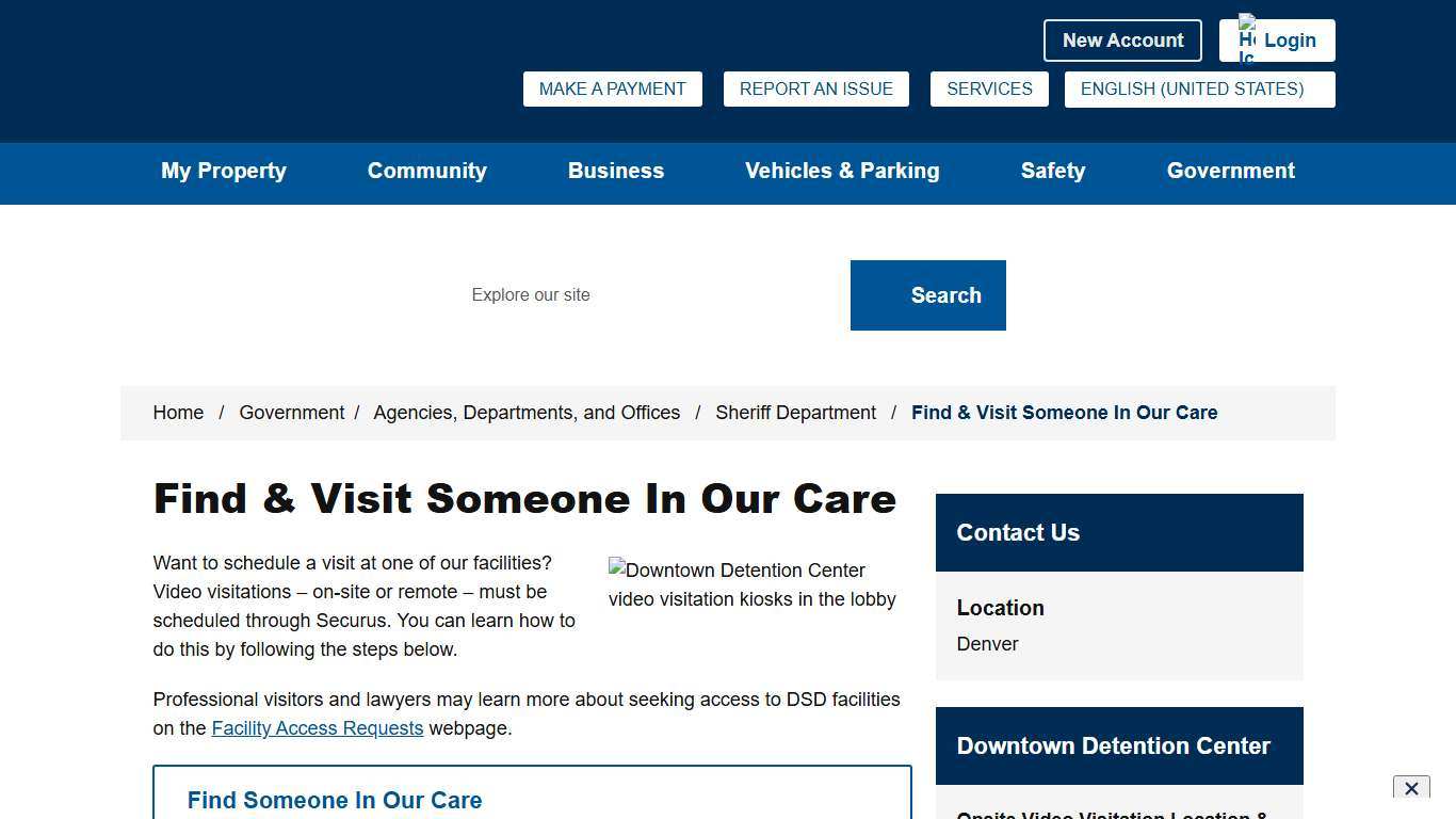 Find & Visit Someone In Our Care - City and County of Denver